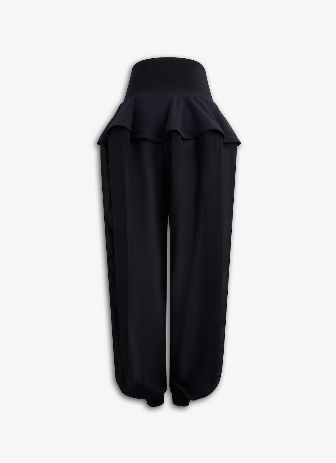 GEORGETTE PEPLUM PANTS ALAÏA BLACK GEORGETTE PEPLUM PANTS